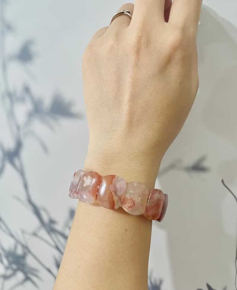 【櫻花瑪瑙精品手排】超美櫻花 水晶手排