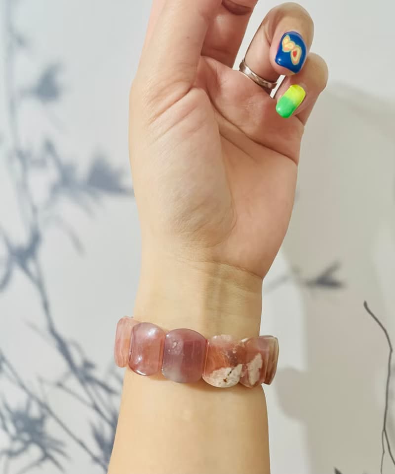【櫻花瑪瑙精品手排】超美櫻花 水晶手排