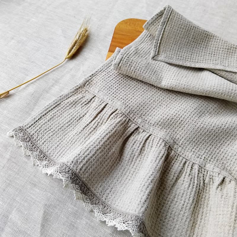 Ruffle linen tea towel, Organic waffle towel, Tea towel gift ideas, 聖誕禮物包裝