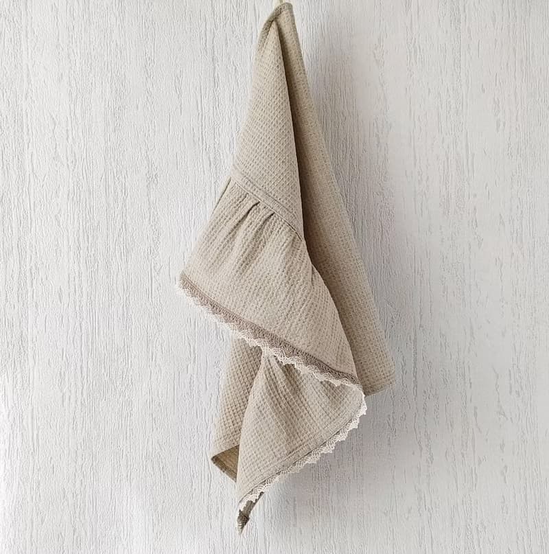 Ruffle linen tea towel, Organic waffle towel, Tea towel gift ideas, 聖誕禮物包裝