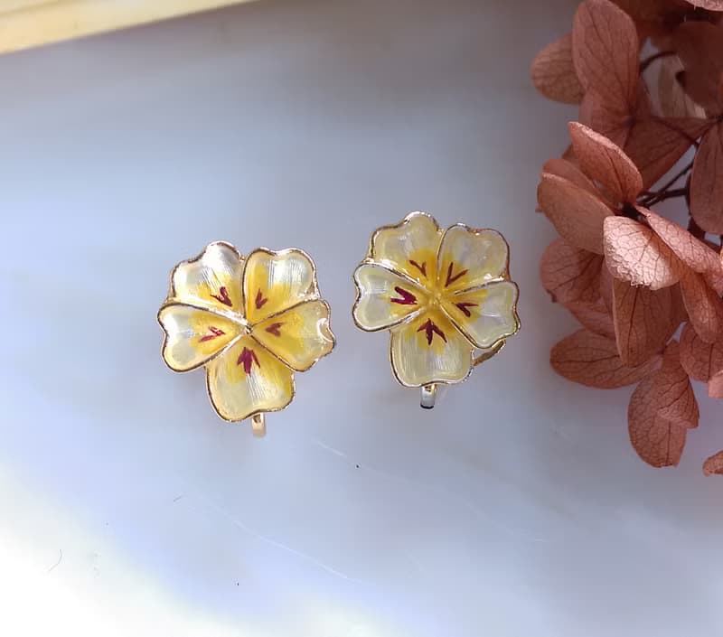 Vintage Jewelry 西洋古董飾品 堇花  花卉 小巧 優美 針式耳環