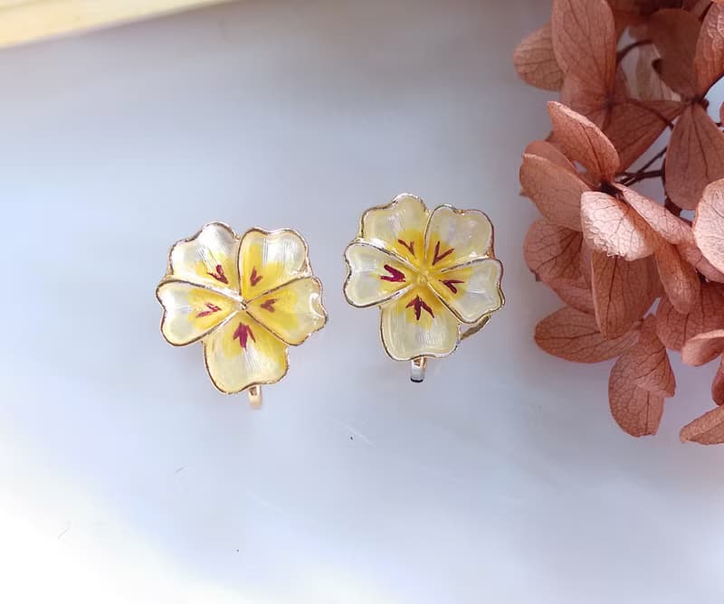 Vintage Jewelry 西洋古董飾品 堇花  花卉 小巧 優美 針式耳環