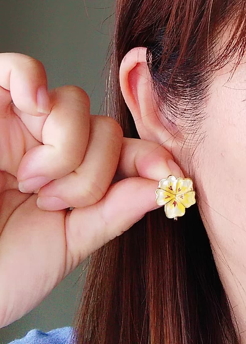 Vintage Jewelry 西洋古董飾品 堇花  花卉 小巧 優美 針式耳環