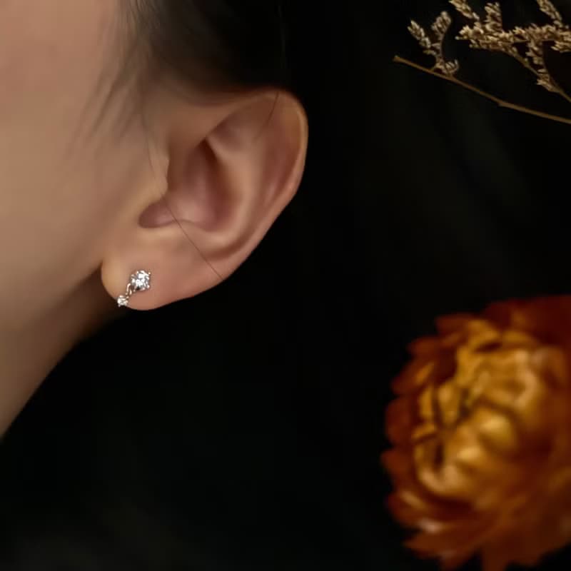 【春夏推薦】晃晃鋯鑽 純銀耳環 可改耳夾