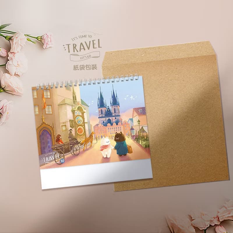 2026桌曆-貓貓旅行時光-馬年桌曆-精美盒裝-交換禮物