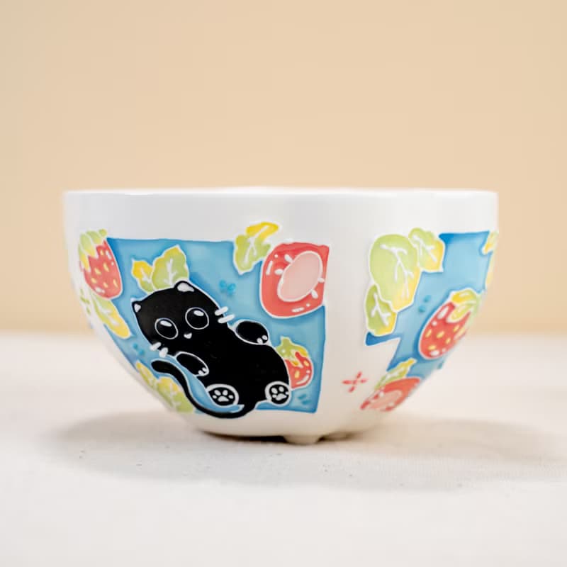 Ceramic Cute Cat Rice Bowls Perfect Houswarming Gift for Friend Funny Handmade