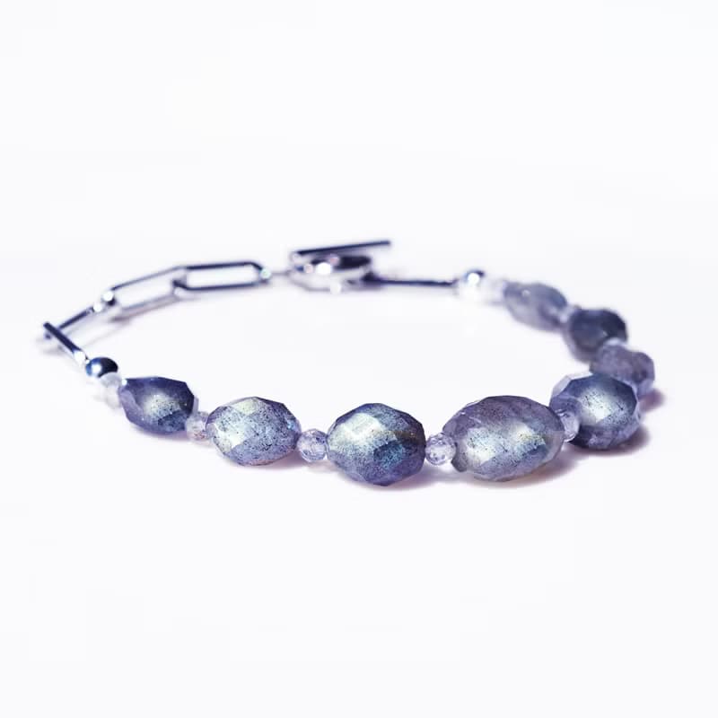 ラブラドライトとサージカルステンレスのブレスレット　不知火 しらぬい