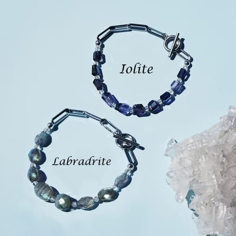 ラブラドライトとサージカルステンレスのブレスレット　不知火 しらぬい