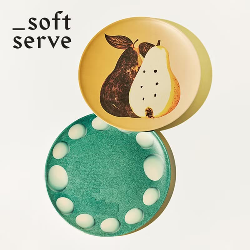 SoftServe柔軟供應 設計師 梨子鴨蛋 抗摔兒童餐具竹纖維盤子