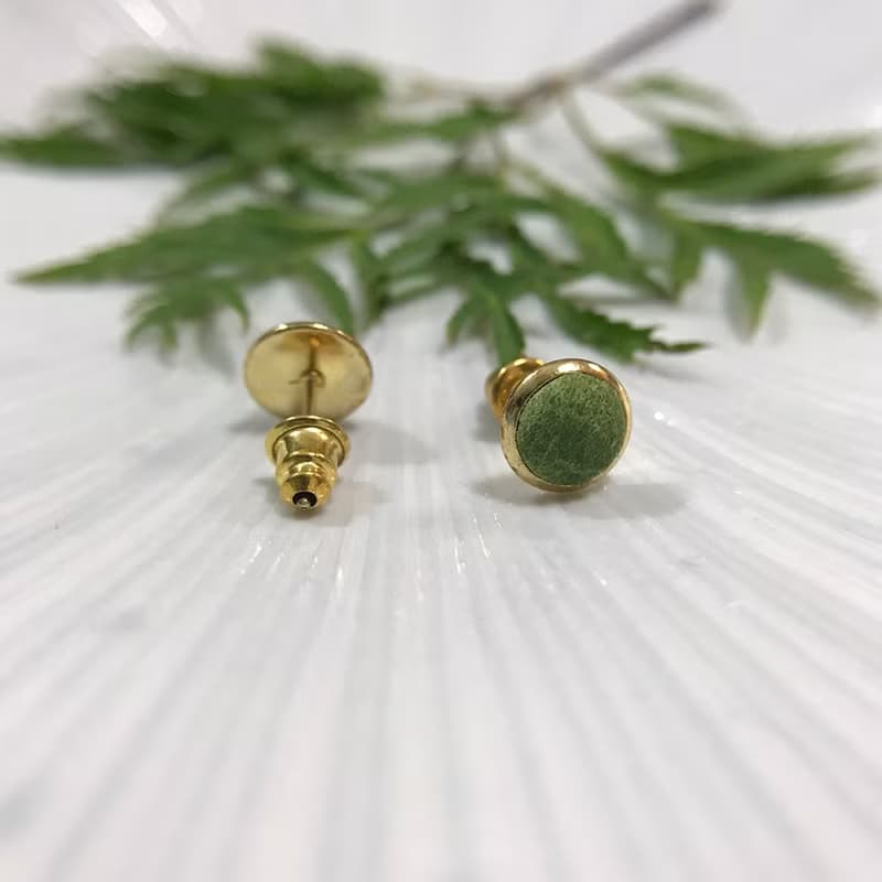 真皮皮革耳環 -綠(耳夾) 母親節 禮物