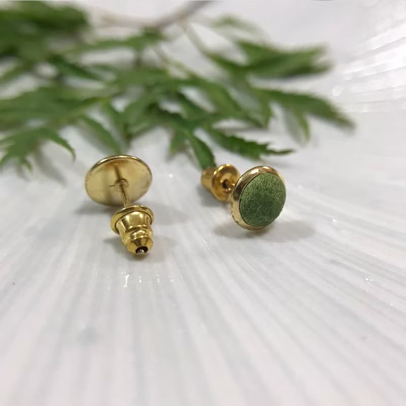 真皮皮革耳環 -綠(耳夾) 母親節 禮物