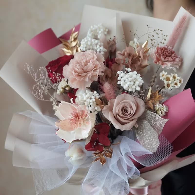 康乃馨永生花束L　3色系