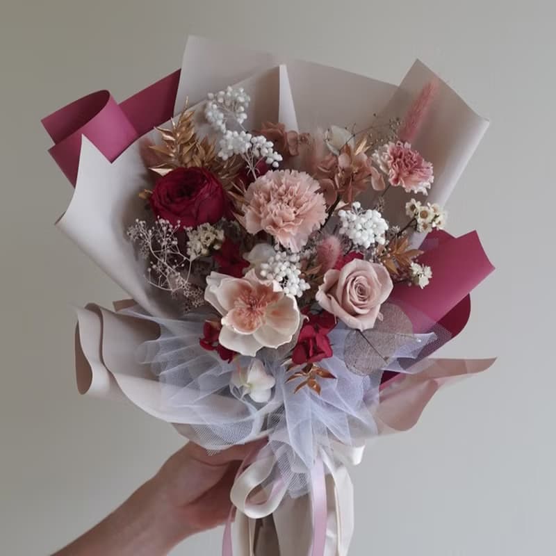 康乃馨永生花束L　3色系