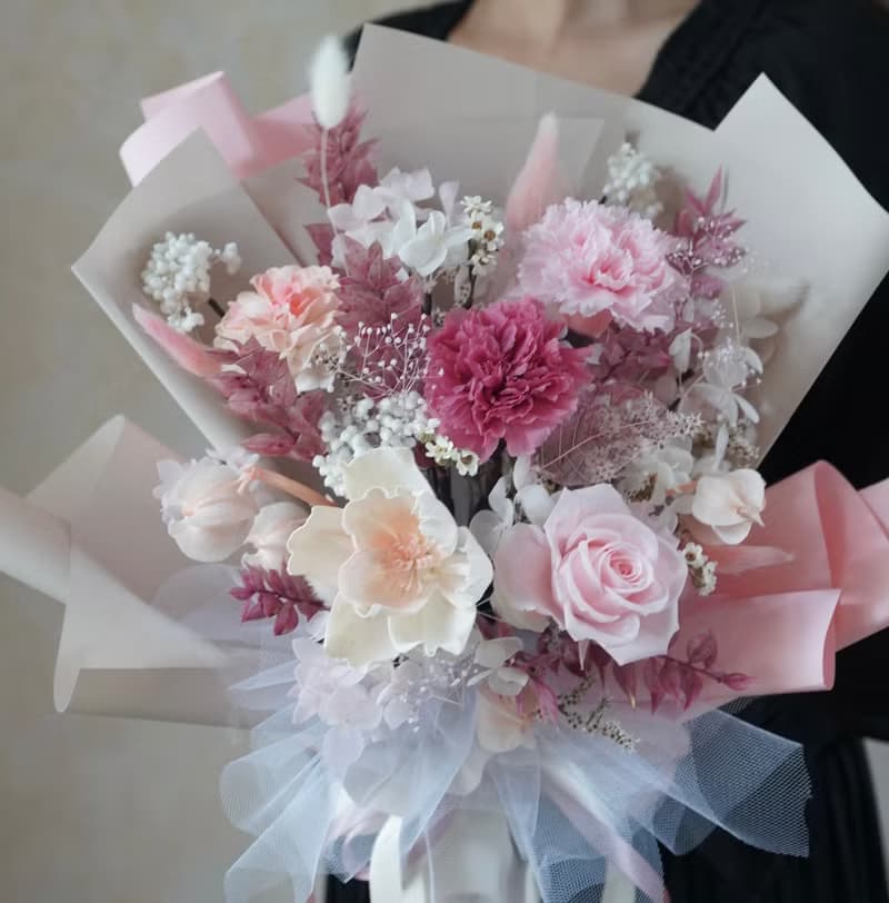 康乃馨永生花束L　3色系