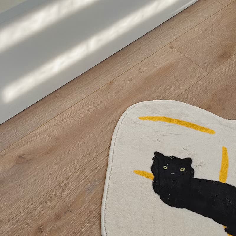 動物系列 躲在草叢的貓插畫地毯
