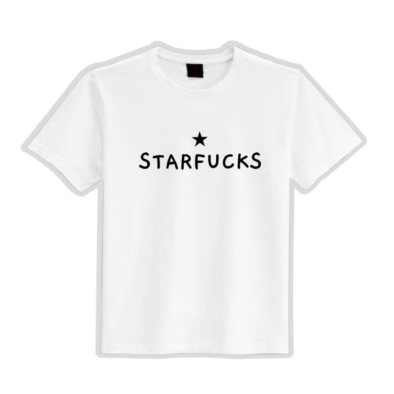 星巴克 STARFUCKS 星法克 衣服 落肩 厚磅 寬版 棉T 排汗衣 黑T