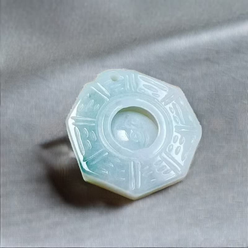 【擋煞‧避邪】飄藍花翡翠八卦項鍊 | 天然緬甸玉A貨翡翠 | 送禮