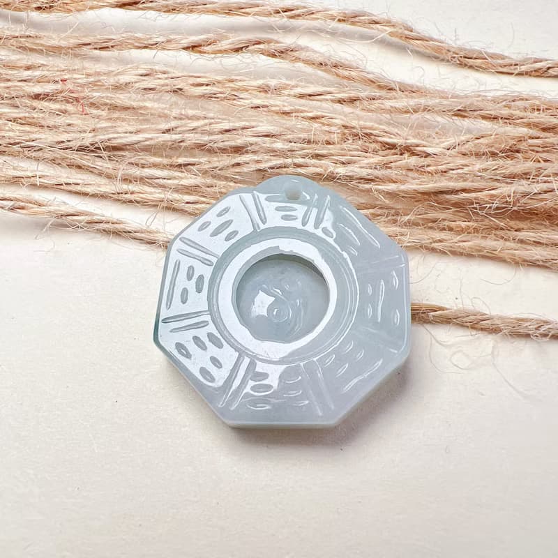 【擋煞‧避邪】飄藍花翡翠八卦項鍊 | 天然緬甸玉A貨翡翠 | 送禮