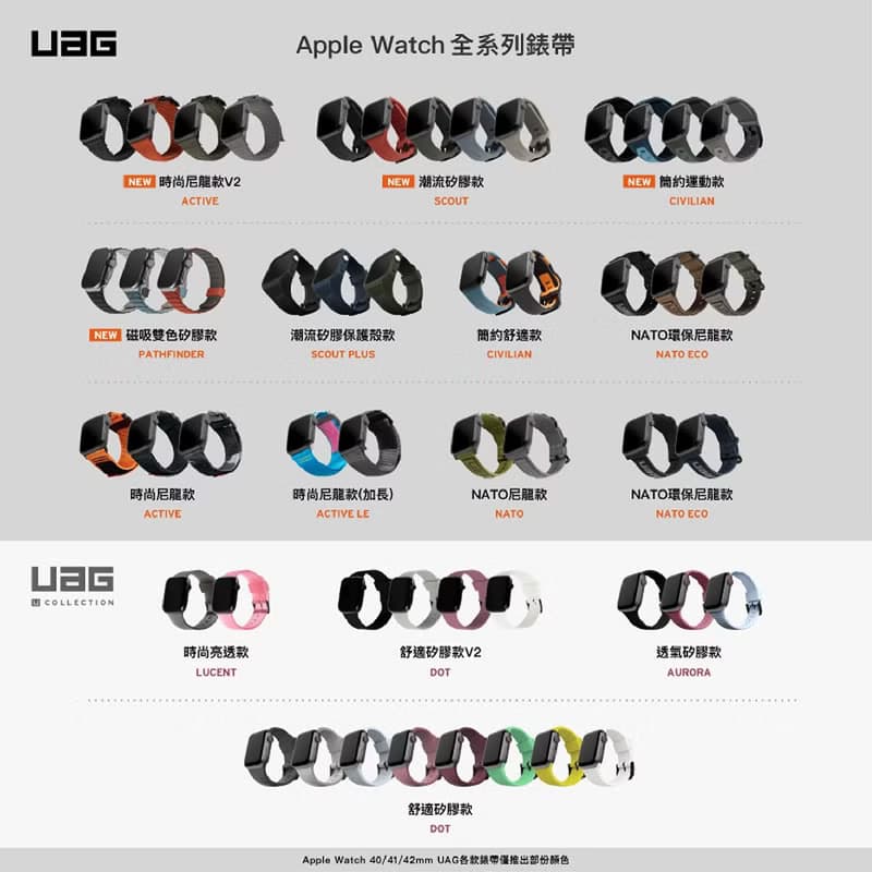 UAG Apple Watch 42/44/45/46/49mm 時尚尼龍錶帶-加長版