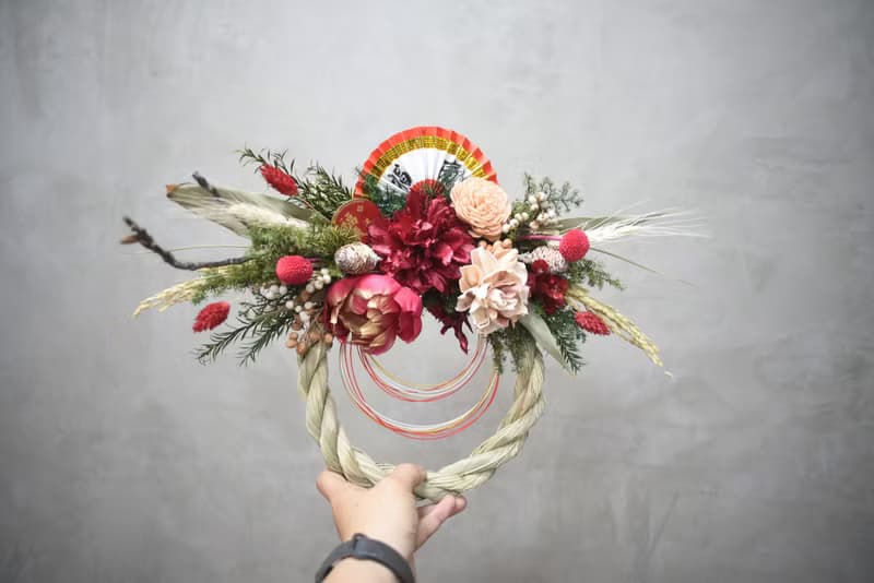 新年注連繩 乾燥花掛飾 祈福注連繩  福氣滿滿