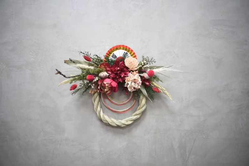 新年注連繩 乾燥花掛飾 祈福注連繩  福氣滿滿