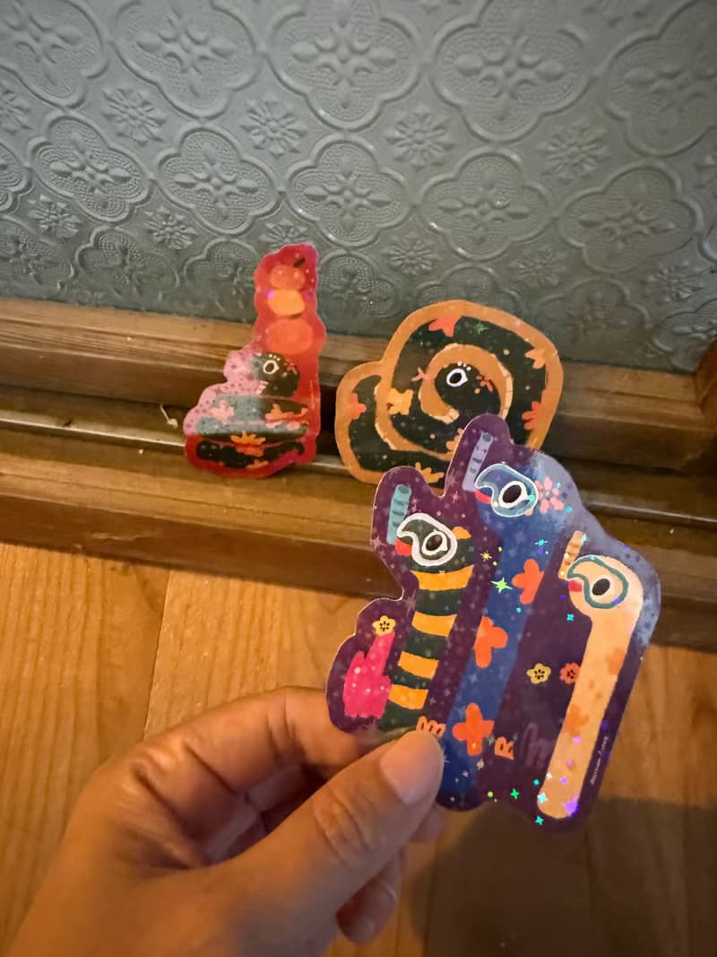 蛇的偽裝術_閃亮亮防水貼紙組合 三入_好日吉制物所