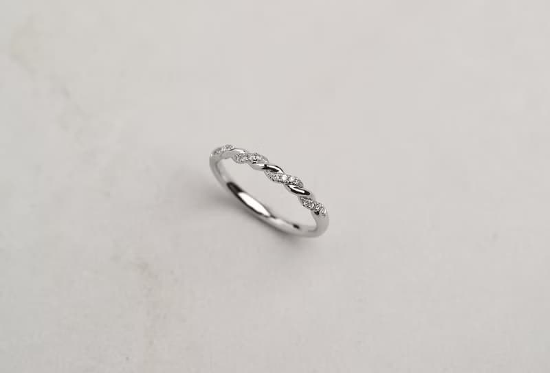 麻花小鑽線戒14k