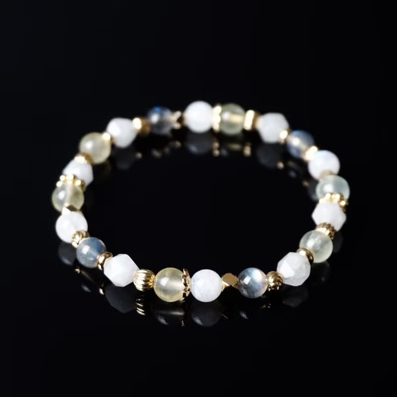 萊姆蘇打 // 葡萄石月光石海洋藍寶拉長石 手鍊 // 療癒 創意