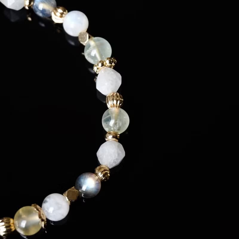 萊姆蘇打 // 葡萄石月光石海洋藍寶拉長石 手鍊 // 療癒 創意