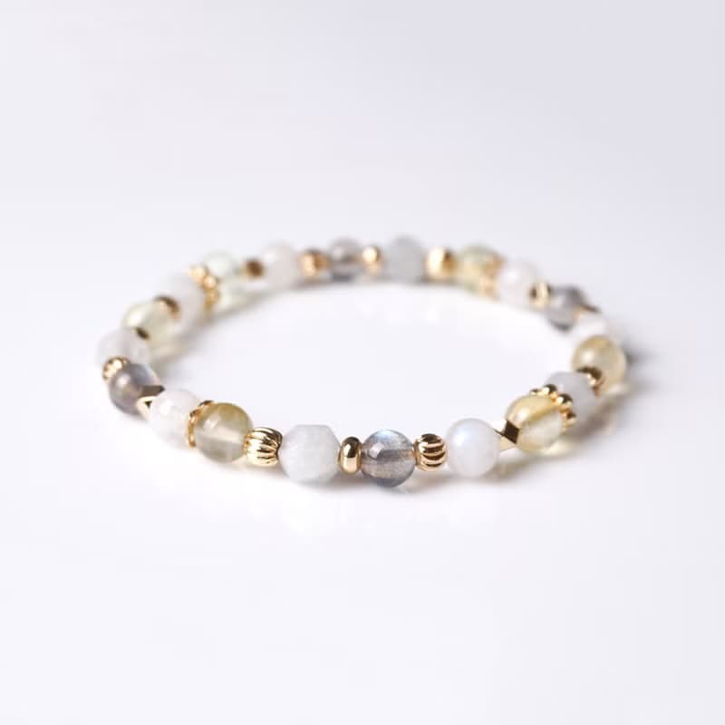 萊姆蘇打 // 葡萄石月光石海洋藍寶拉長石 手鍊 // 療癒 創意