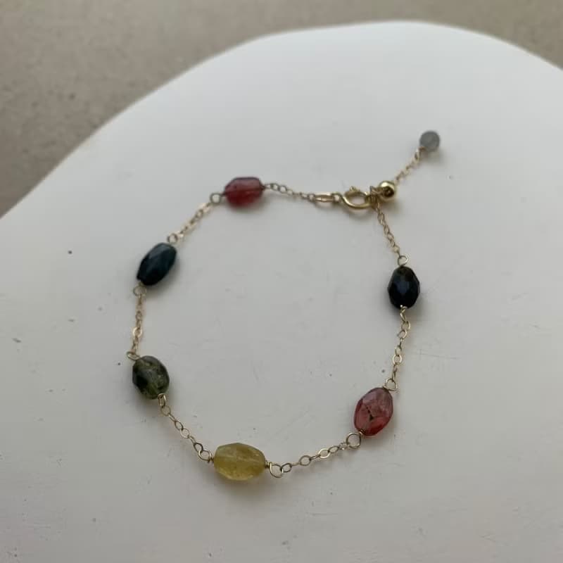 14KGF 橢圓糖果碧璽手鍊