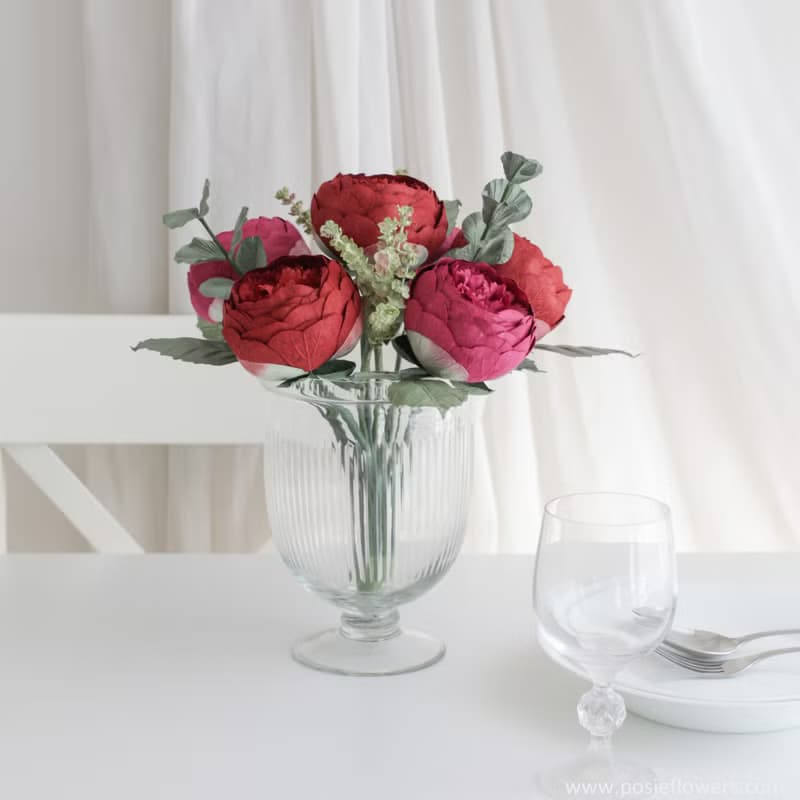 A BUNCH OF CRIMSON RED PEONY - Flower Bunch for Decoration