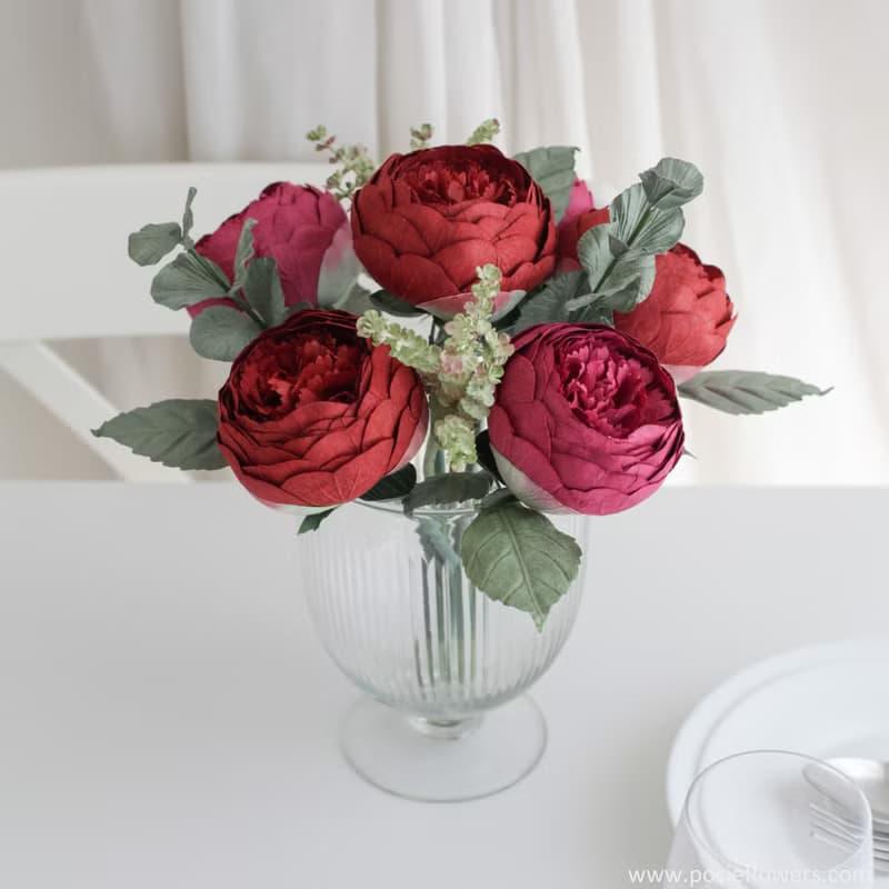 A BUNCH OF CRIMSON RED PEONY - Flower Bunch for Decoration