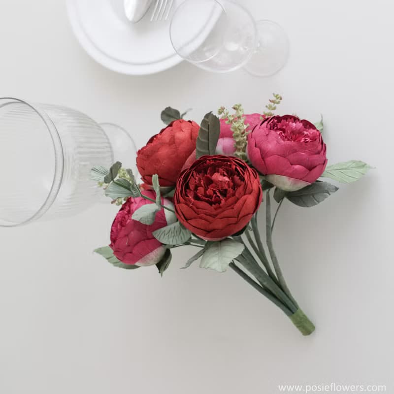 A BUNCH OF CRIMSON RED PEONY - Flower Bunch for Decoration