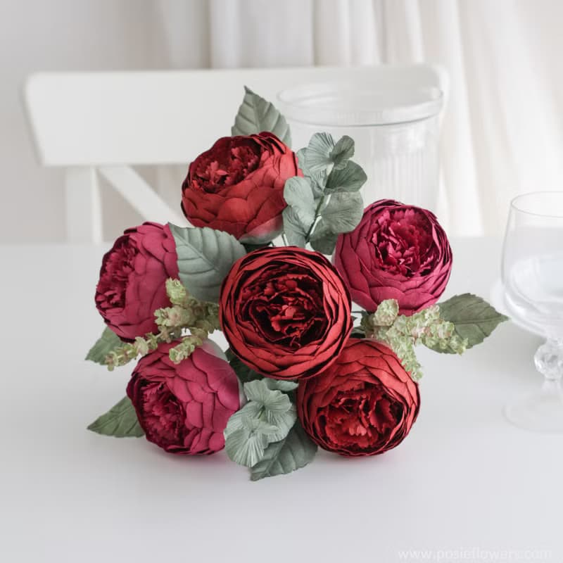 A BUNCH OF CRIMSON RED PEONY - Flower Bunch for Decoration