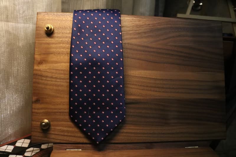 深藍色紅波點真絲領帶商務系列禮盒裝