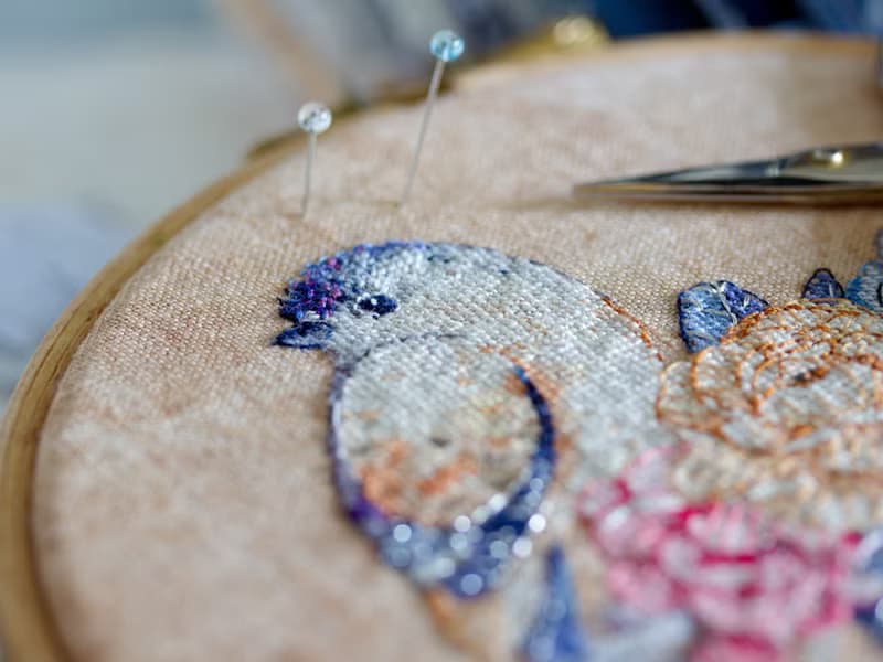 【數位】Moonlight Bird and Flowers Bouquet PDF cross stitch pattern 鸟花十字绣