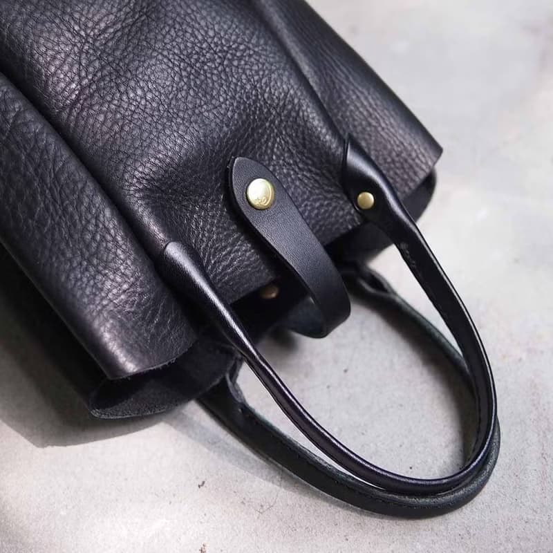 日本手作 摺邊長筒型牛皮側背/手拿包Made in Japan by CHAM