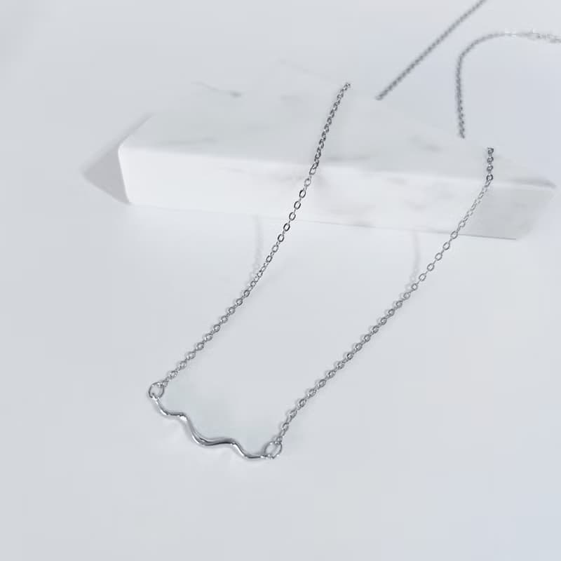 聖誕 交換禮物波浪925純銀項鍊 簡約經典設計 贈分享微笑大方盒
