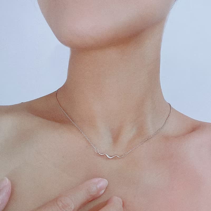 聖誕 交換禮物波浪925純銀項鍊 簡約經典設計 贈分享微笑大方盒
