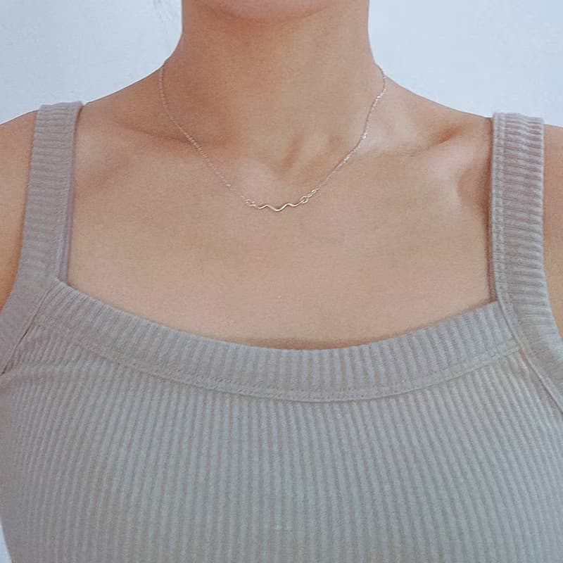 聖誕 交換禮物波浪925純銀項鍊 簡約經典設計 贈分享微笑大方盒