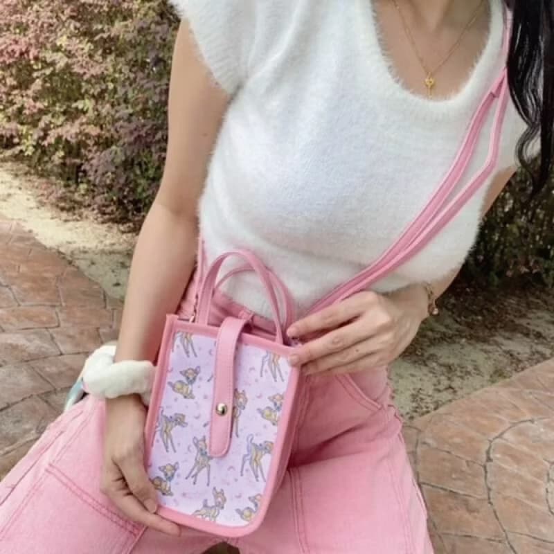 迪士尼 Disney  手提隨身手機包 印花款側背包 (附贈鍊條背袋)