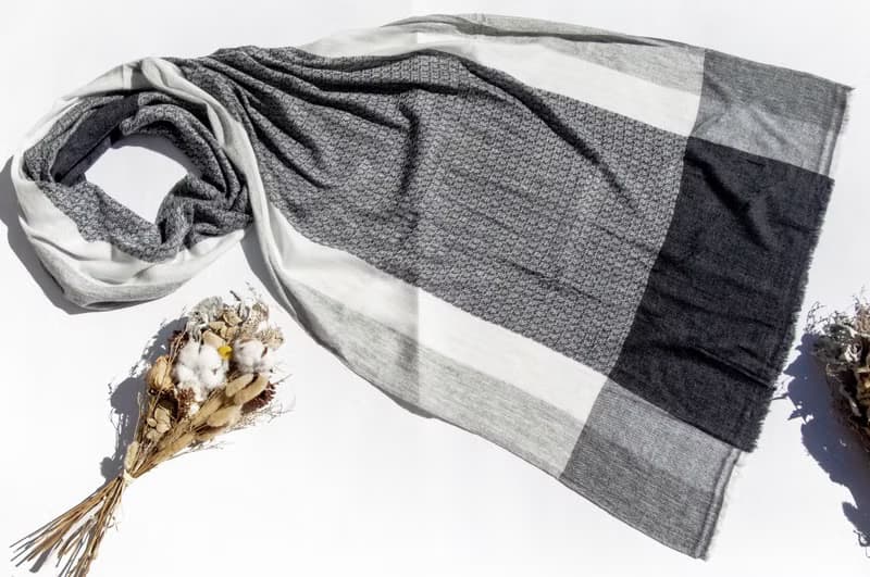 喀什米爾Cashmere 針織圍巾 純羊毛圍巾 手織圍巾 編織圍巾-幾何