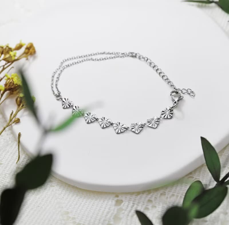 閃爍的心 不鏽鋼鍊條手鏈 / 銀色