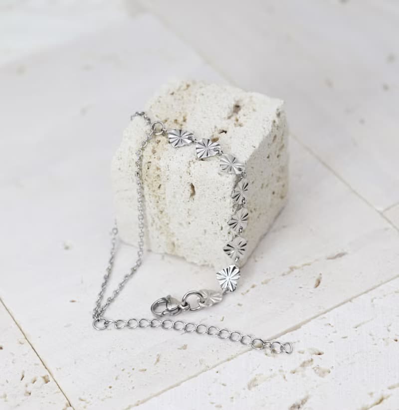 閃爍的心 不鏽鋼鍊條手鏈 / 銀色