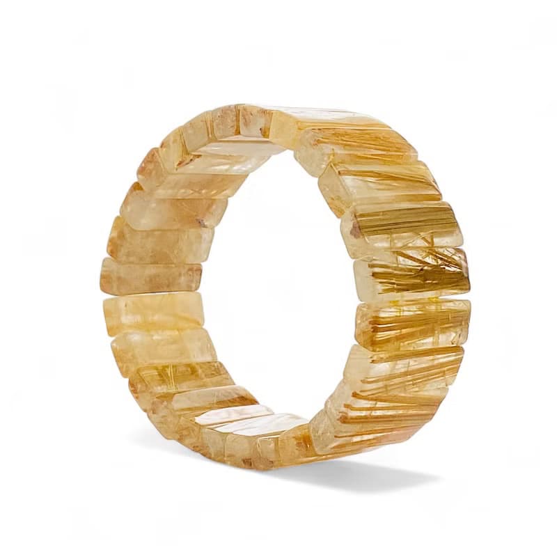 湛金店 收藏級鈦晶手排 耀眼如金 天然水晶手鍊