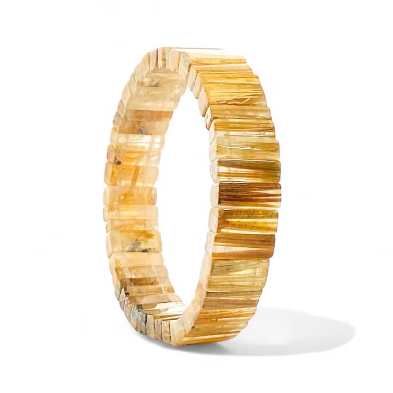 湛金店 收藏級鈦晶手排 耀眼如金 天然水晶手鍊