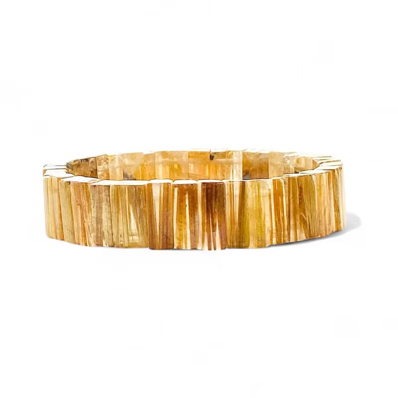 湛金店 收藏級鈦晶手排 耀眼如金 天然水晶手鍊