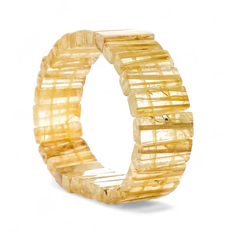 湛金店 收藏級鈦晶手排 耀眼如金 天然水晶手鍊