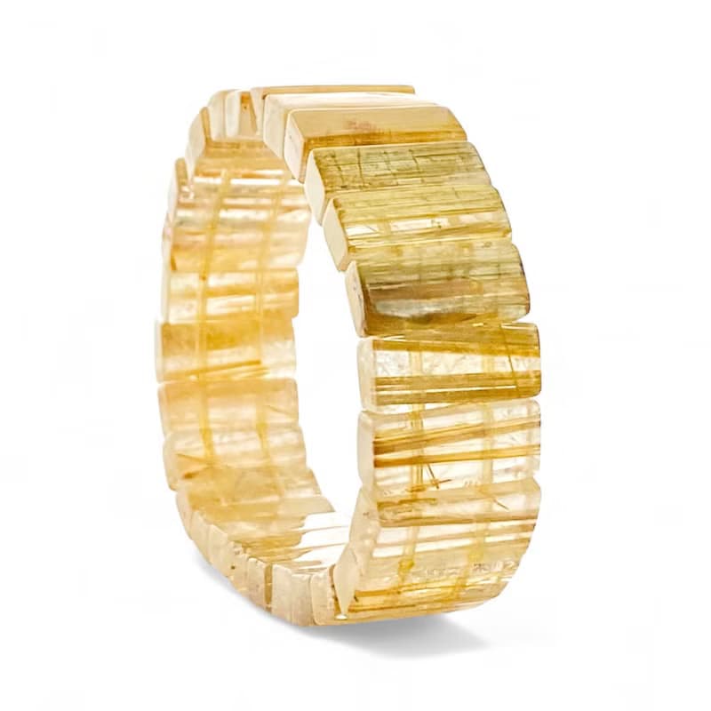 湛金店 收藏級鈦晶手排 耀眼如金 天然水晶手鍊